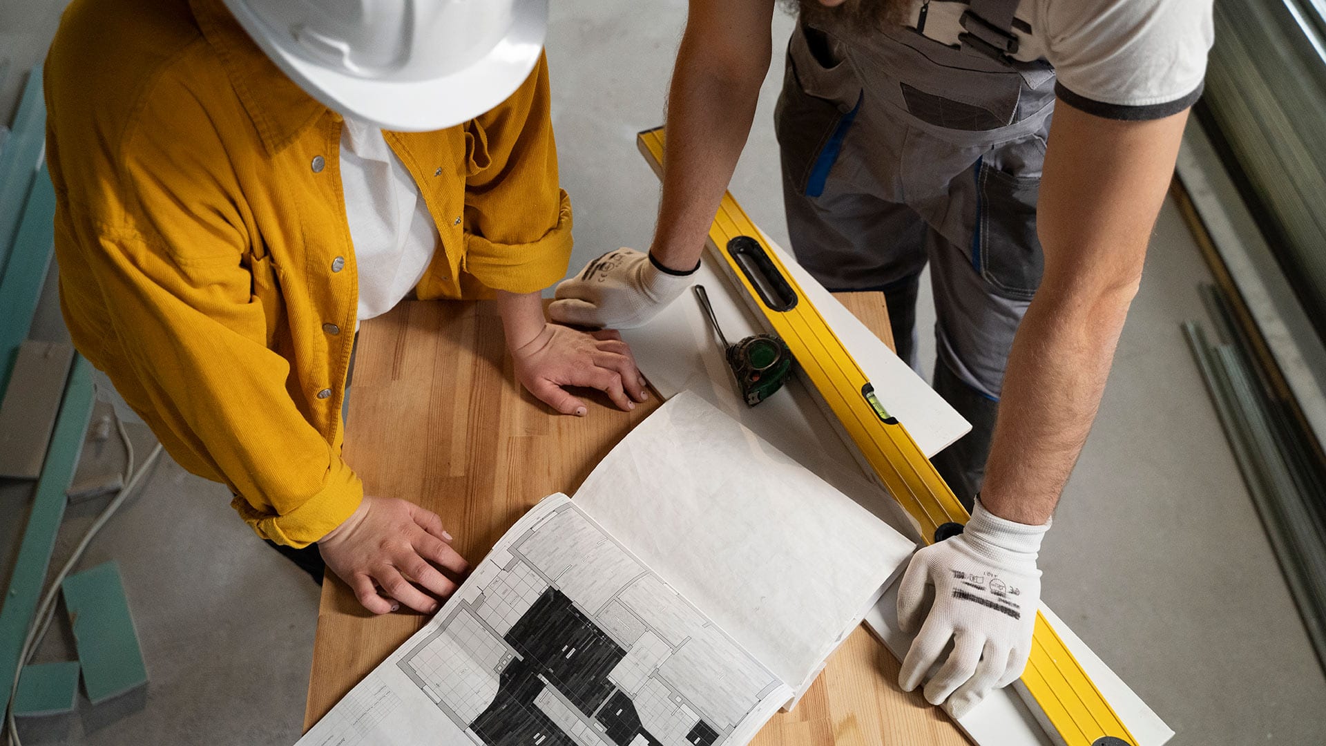 Tiler working renovation apartment